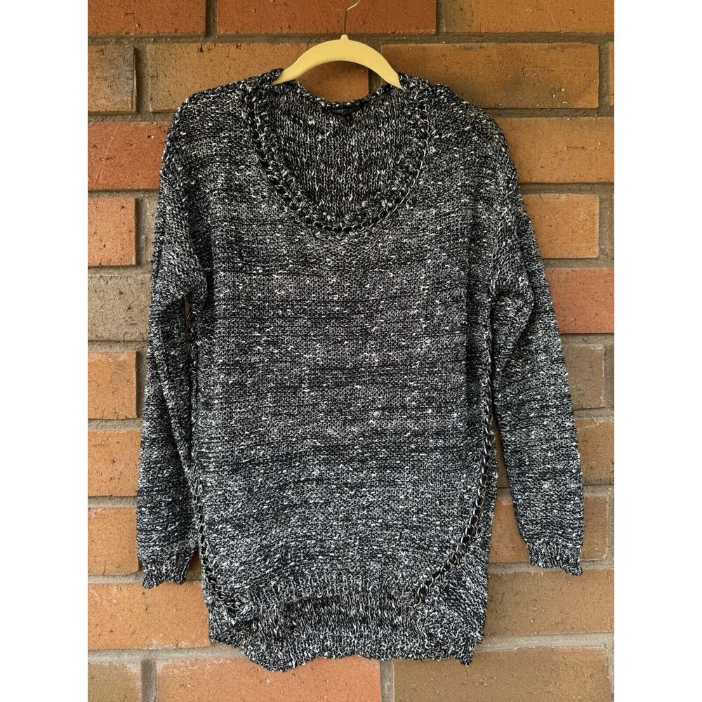 Alberto Makali Lagenlook Sweater Chain Metallic | Black Gray | Size Small